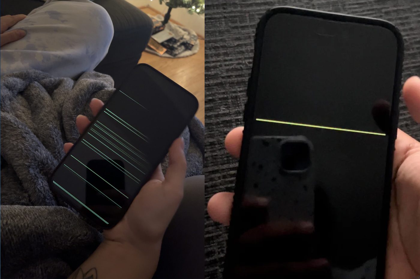 iPhone 14 lignes vertes