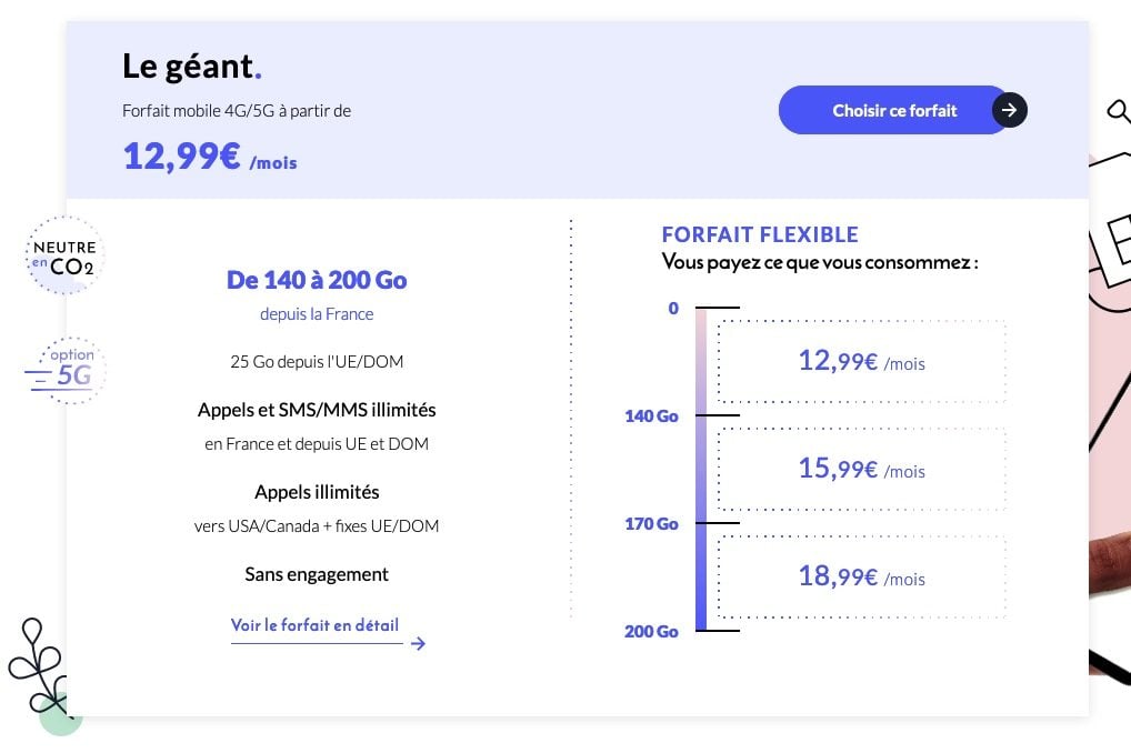 forfait Prixtel