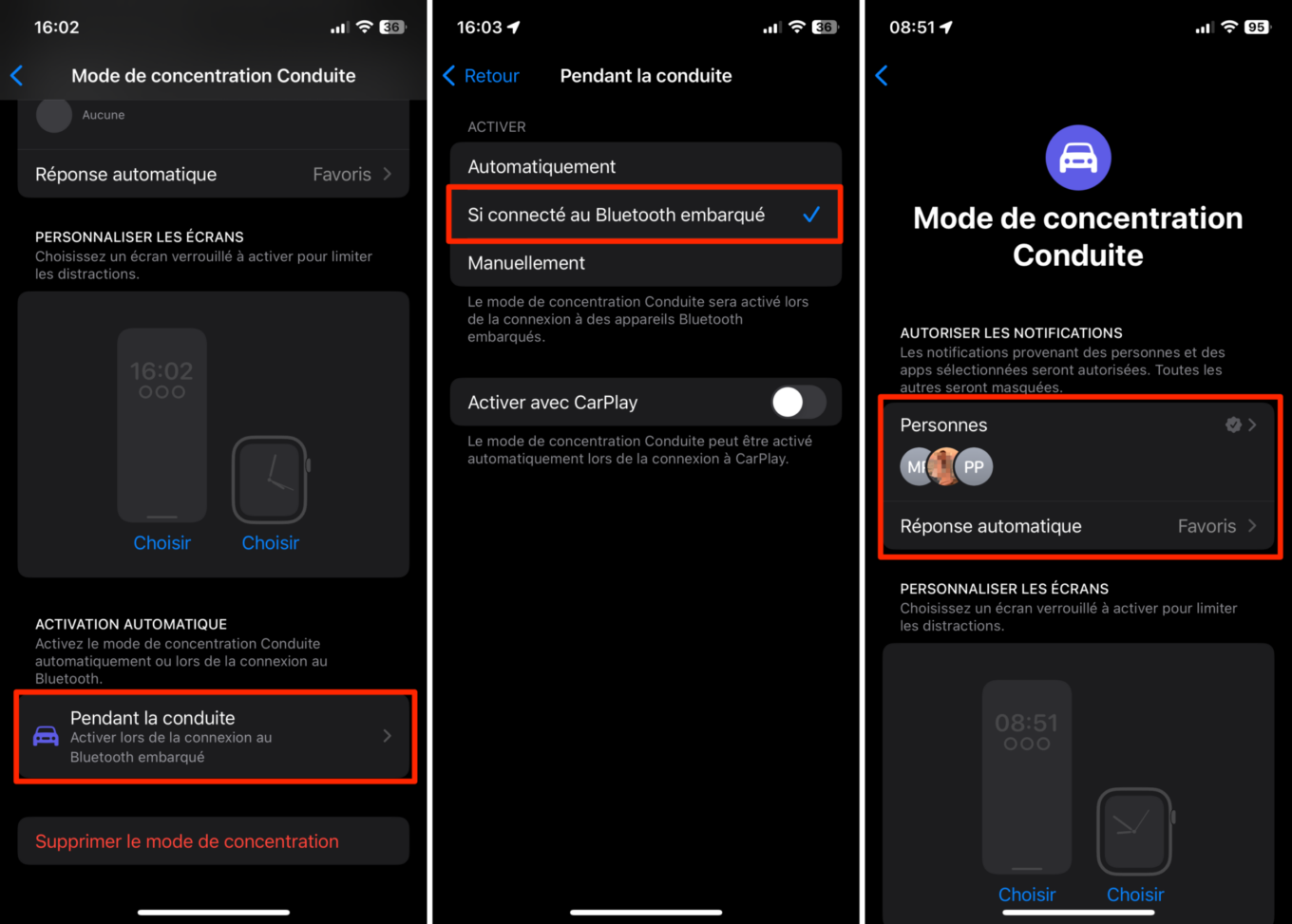 iOS Raccourcis musique auto voiture 