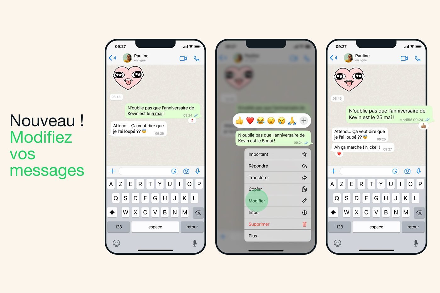 whatsapp modifier message