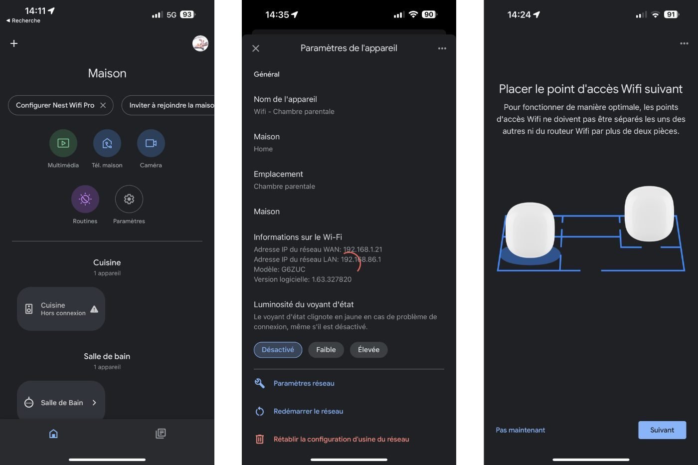 Les Nest WiFi Pro se configurent depuis l'application Home, de Google, où se retrouvent tous les produits connectés de la marque.