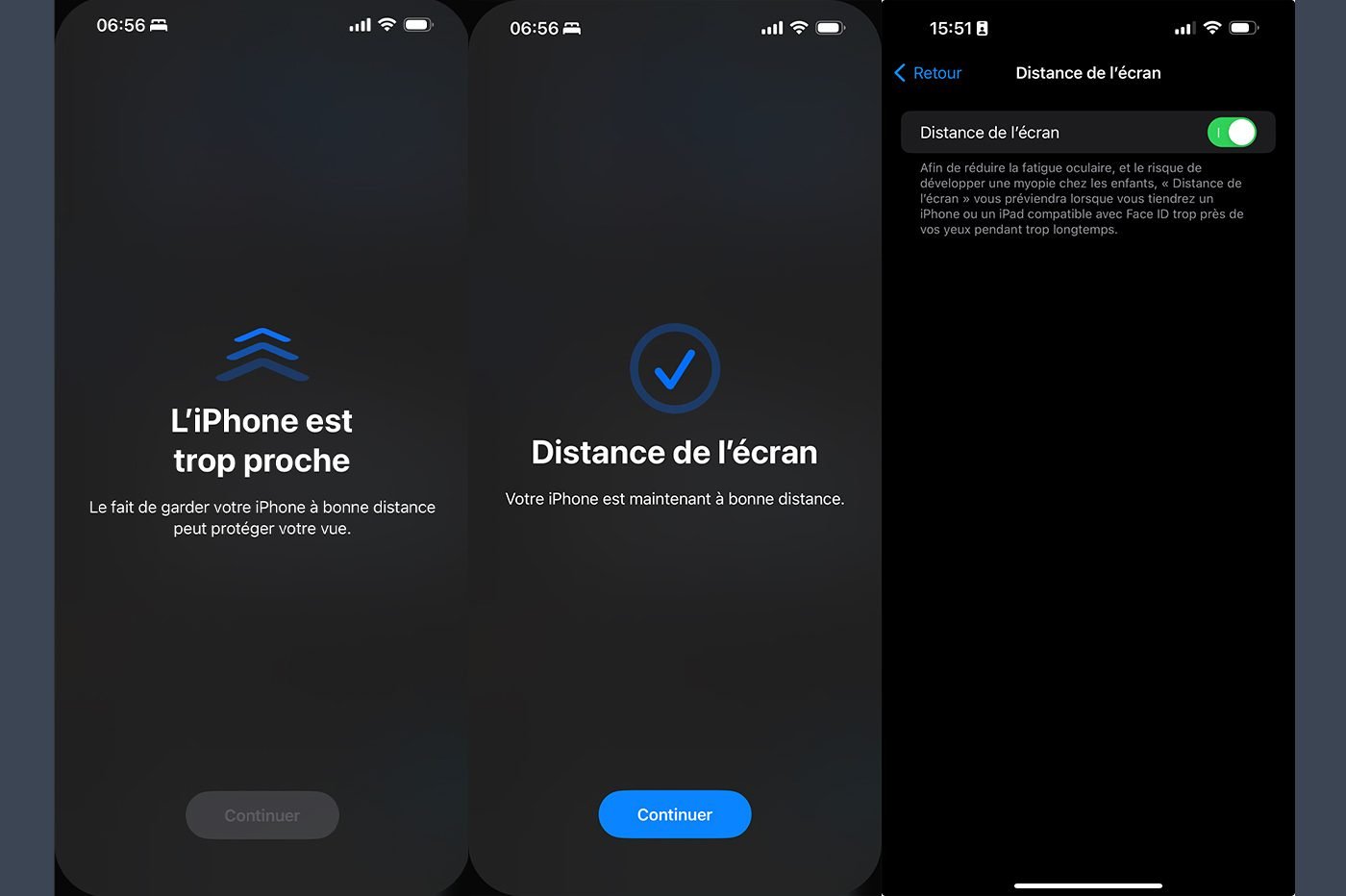 ios 17 distance écran