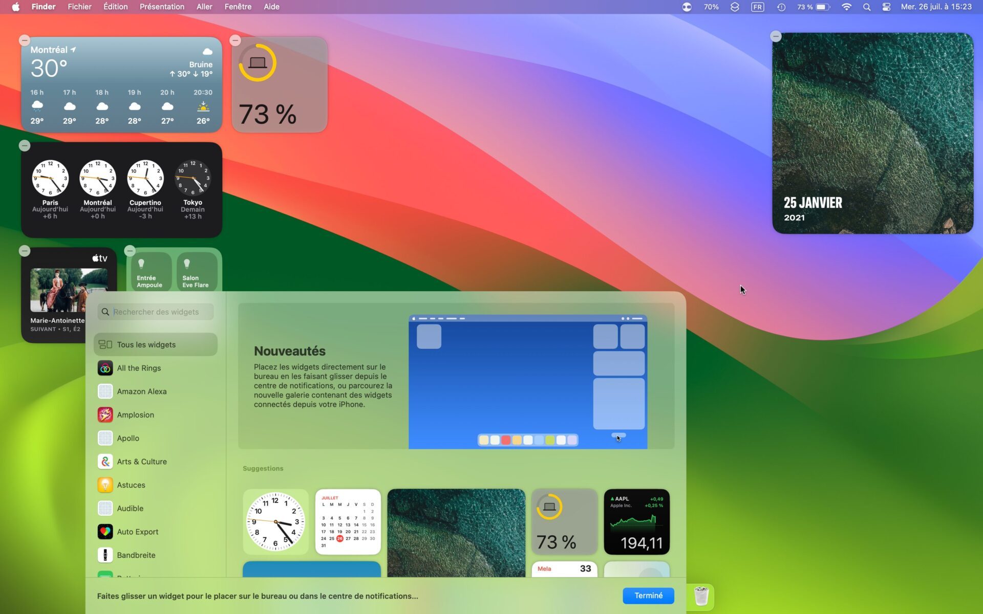 macOS Sonoma widgets ecran
