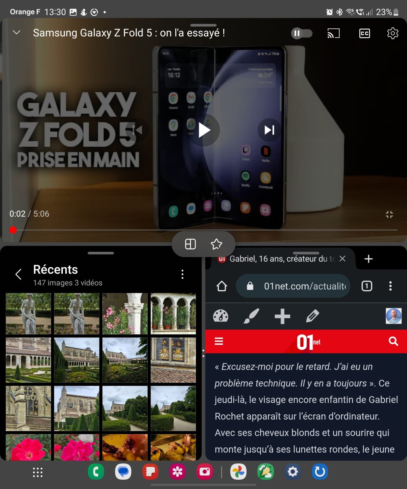 barre taches samsung galaxy z fold 5
