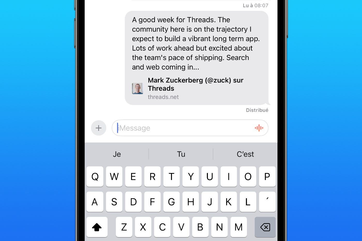 Threads Message prévisualisation