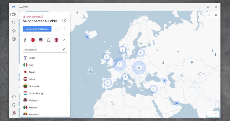 Application NordVPN Windows