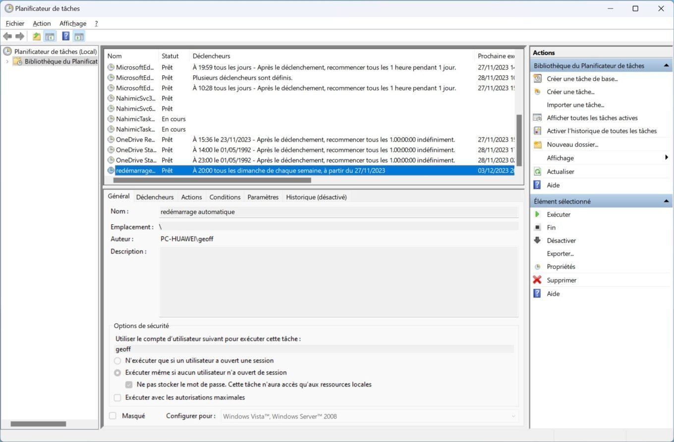 Windows 11 Planifier Redémarrage Automatique13