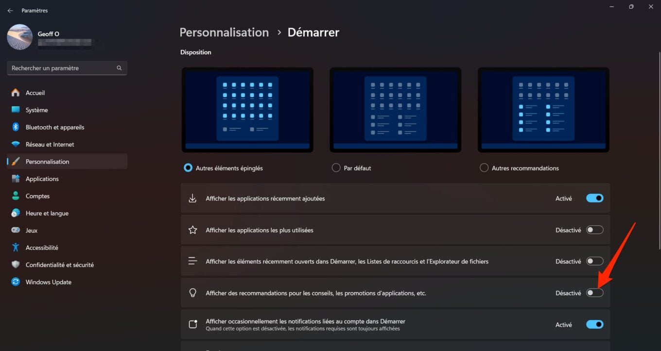 Windows 11 Pubs Menu Démarrer 10