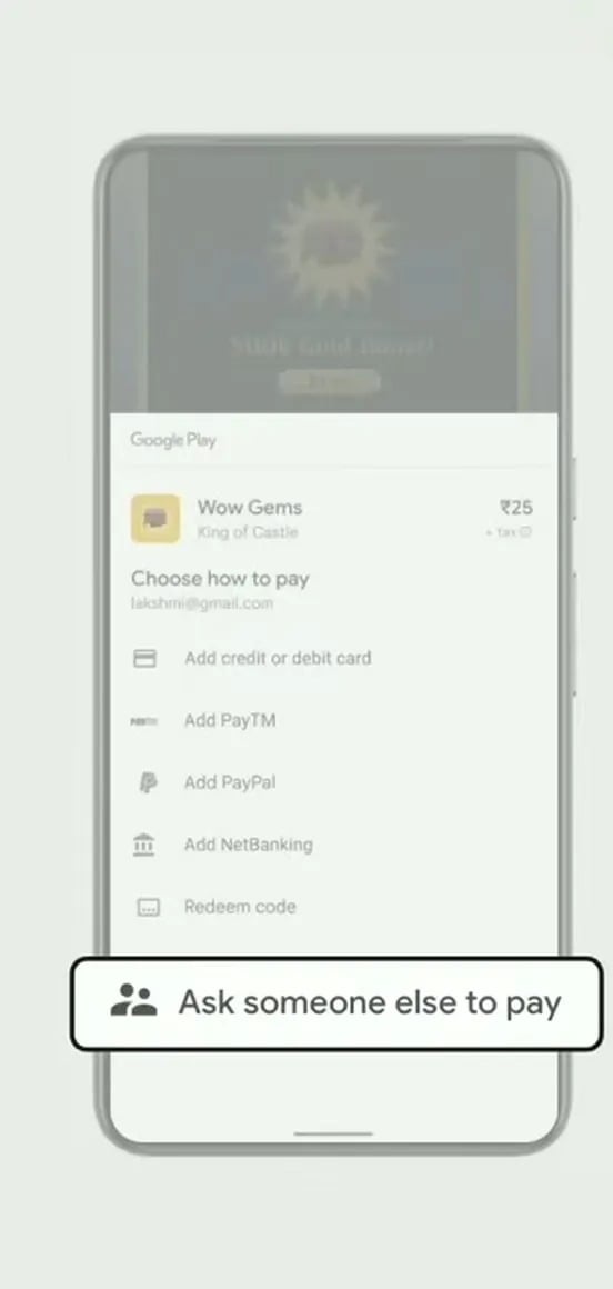 Demander à quelqu'un de payer sur le Play Store