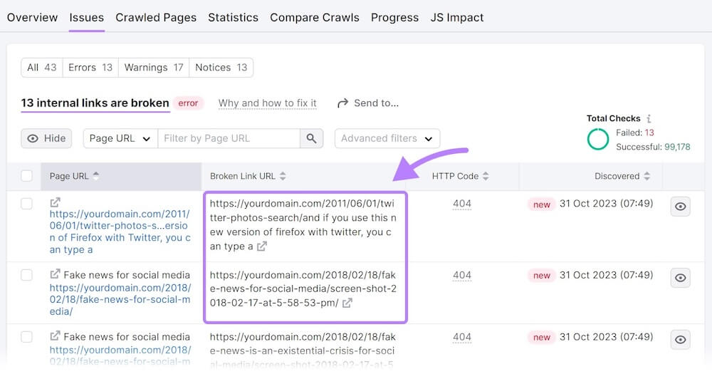 Liens Brisés De La Concurrence Semrush
