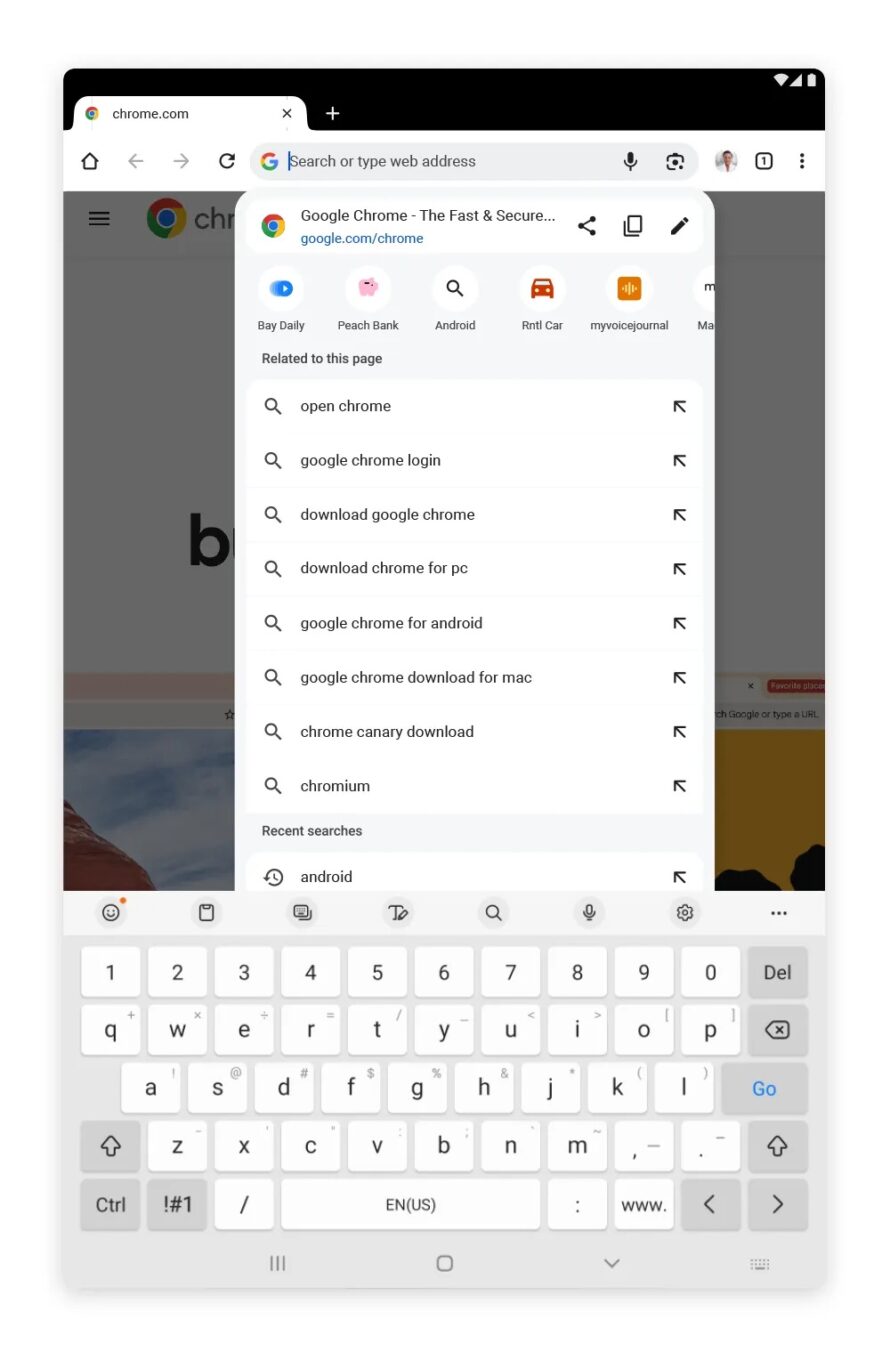 Chrome Barre D'adresses Tablette