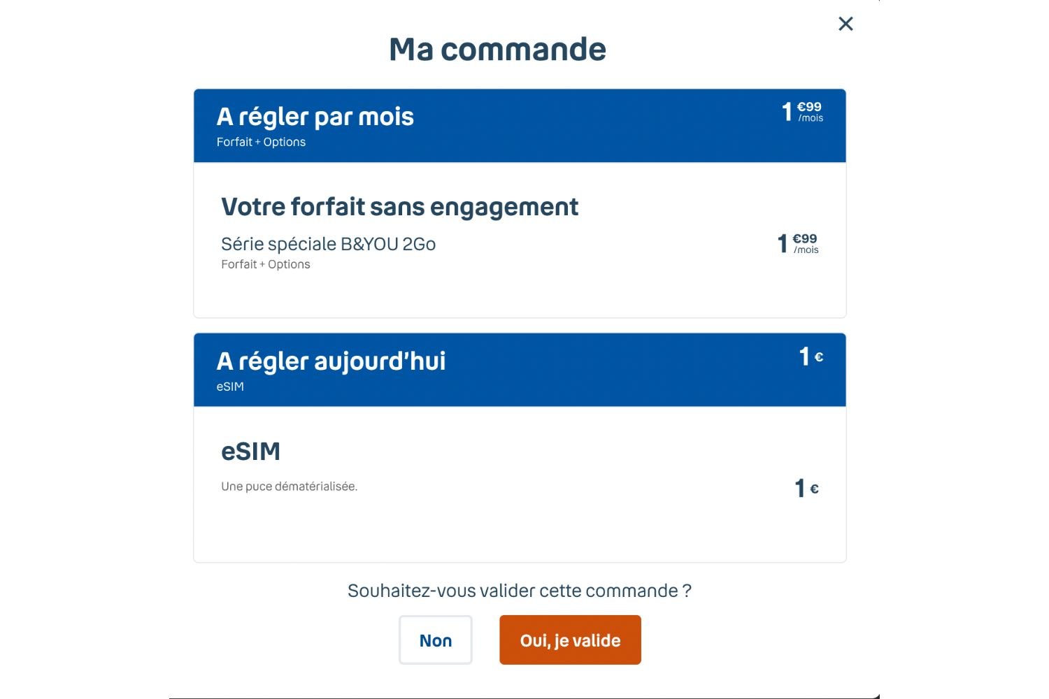 Commande B&you 2go