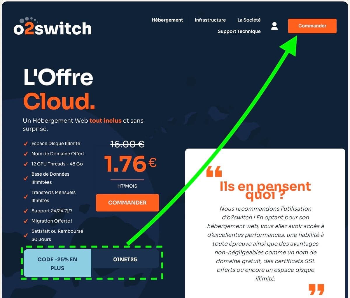 Tutoriel Code Promo O2switch