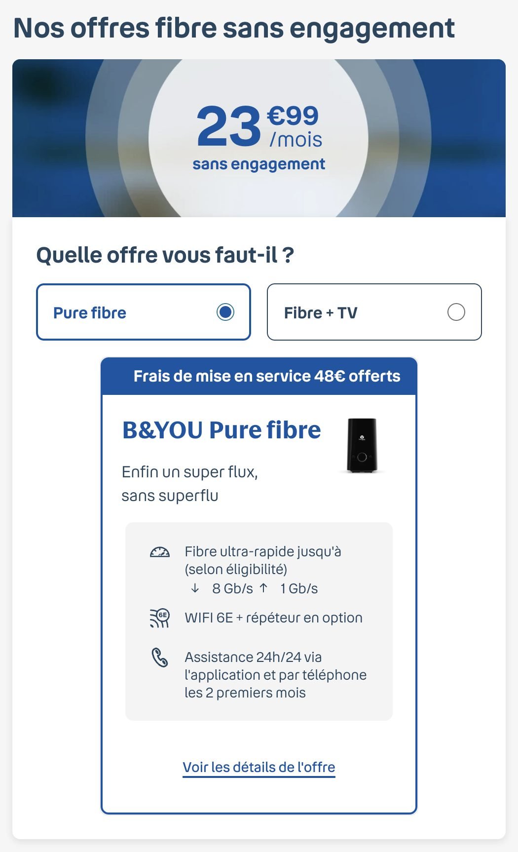 B And You Frais Mise En Service Offerts