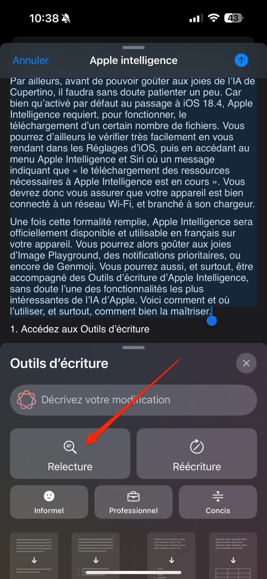 Ios 18 4 Outils D écriture Apple Intelligence Iphone 16 2