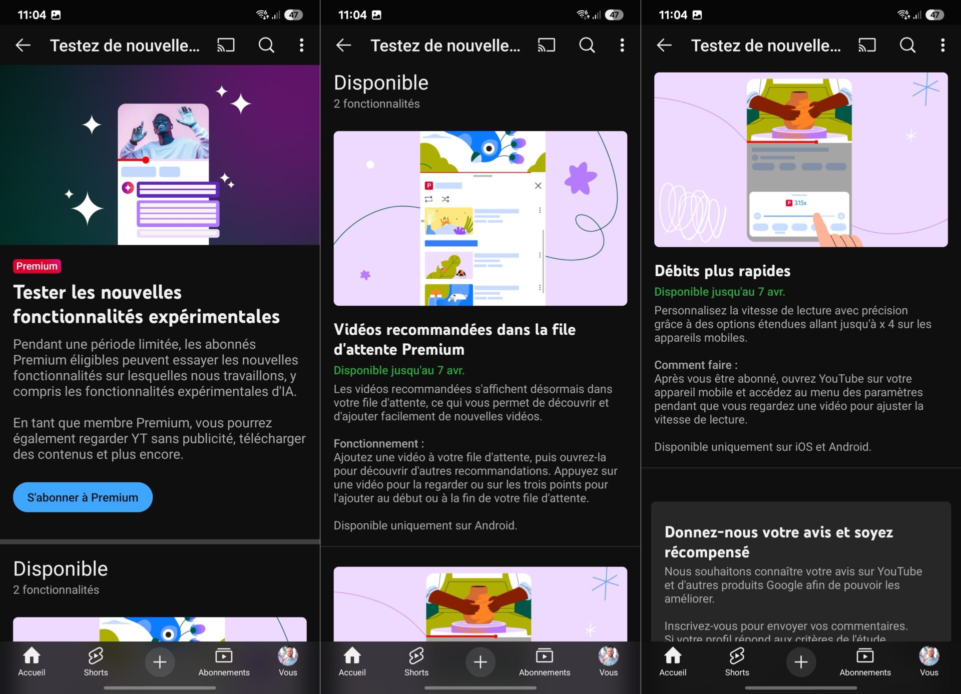 Youtube Premium Fonctionnalites Experimentales