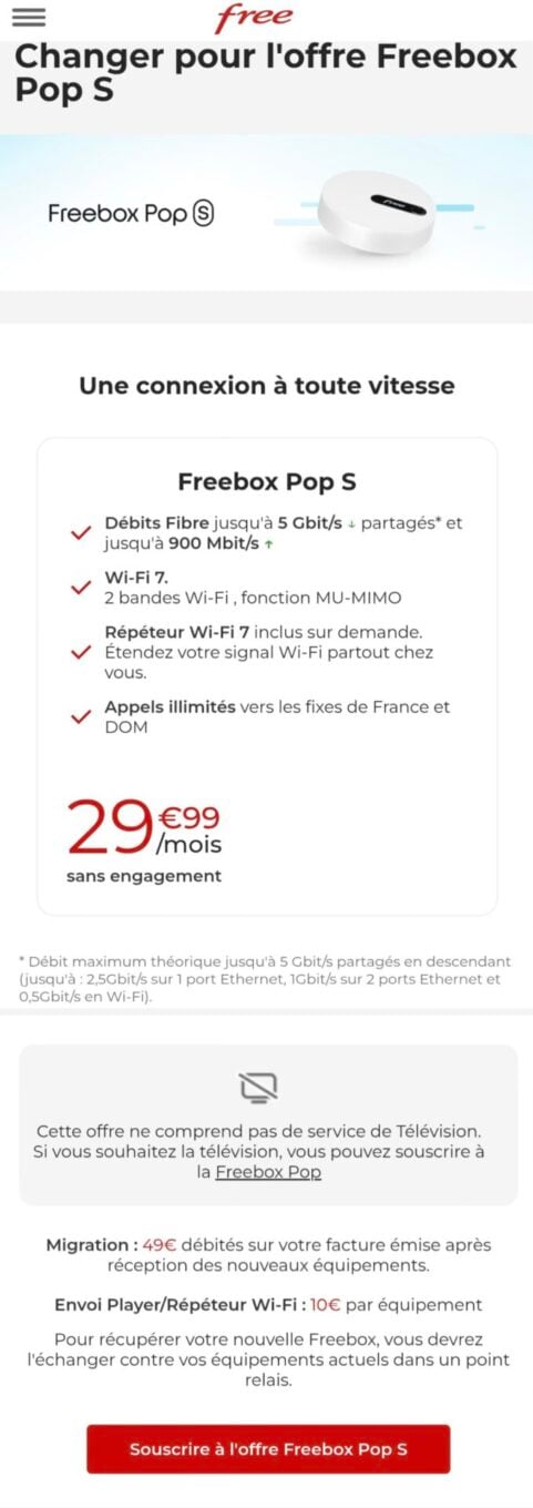 Freebox Pop S Migration