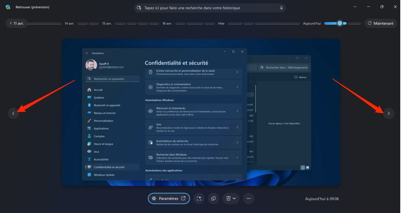 Windows 11 Recall Retrouver 10