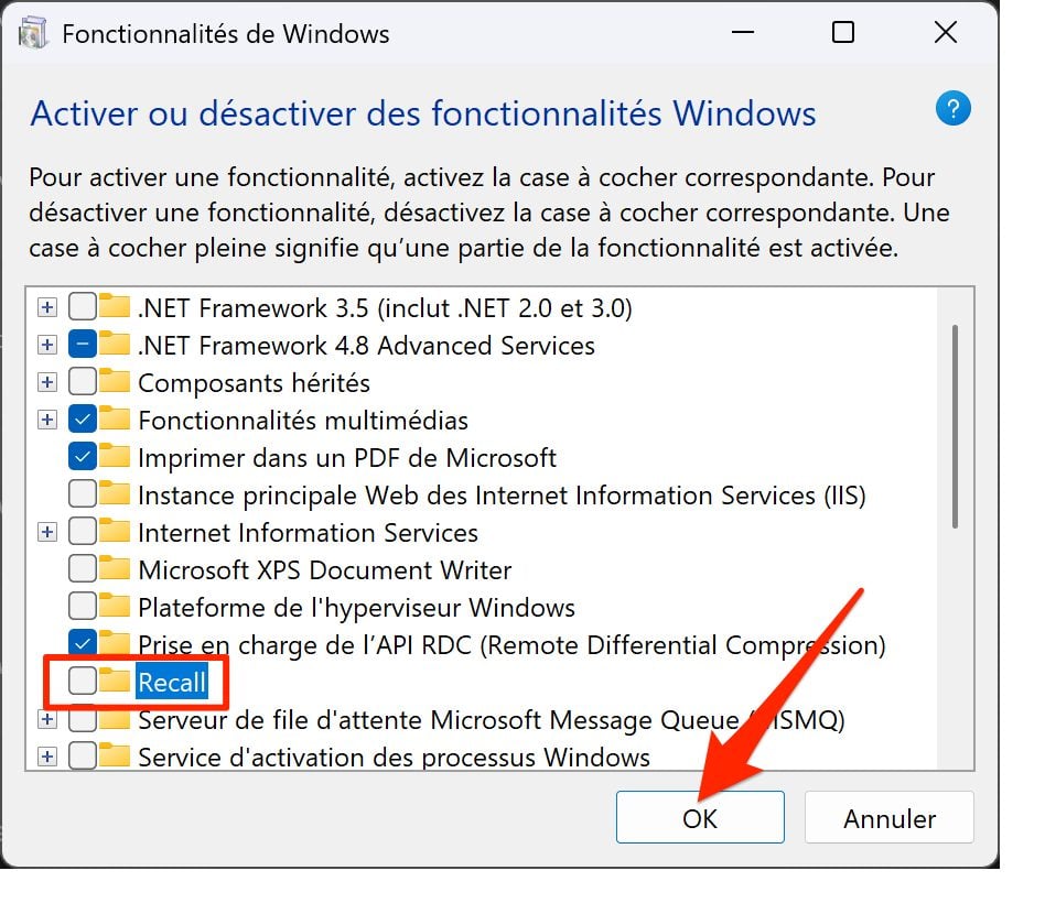 Windows 11 Désactiver Recall Retrouver 3