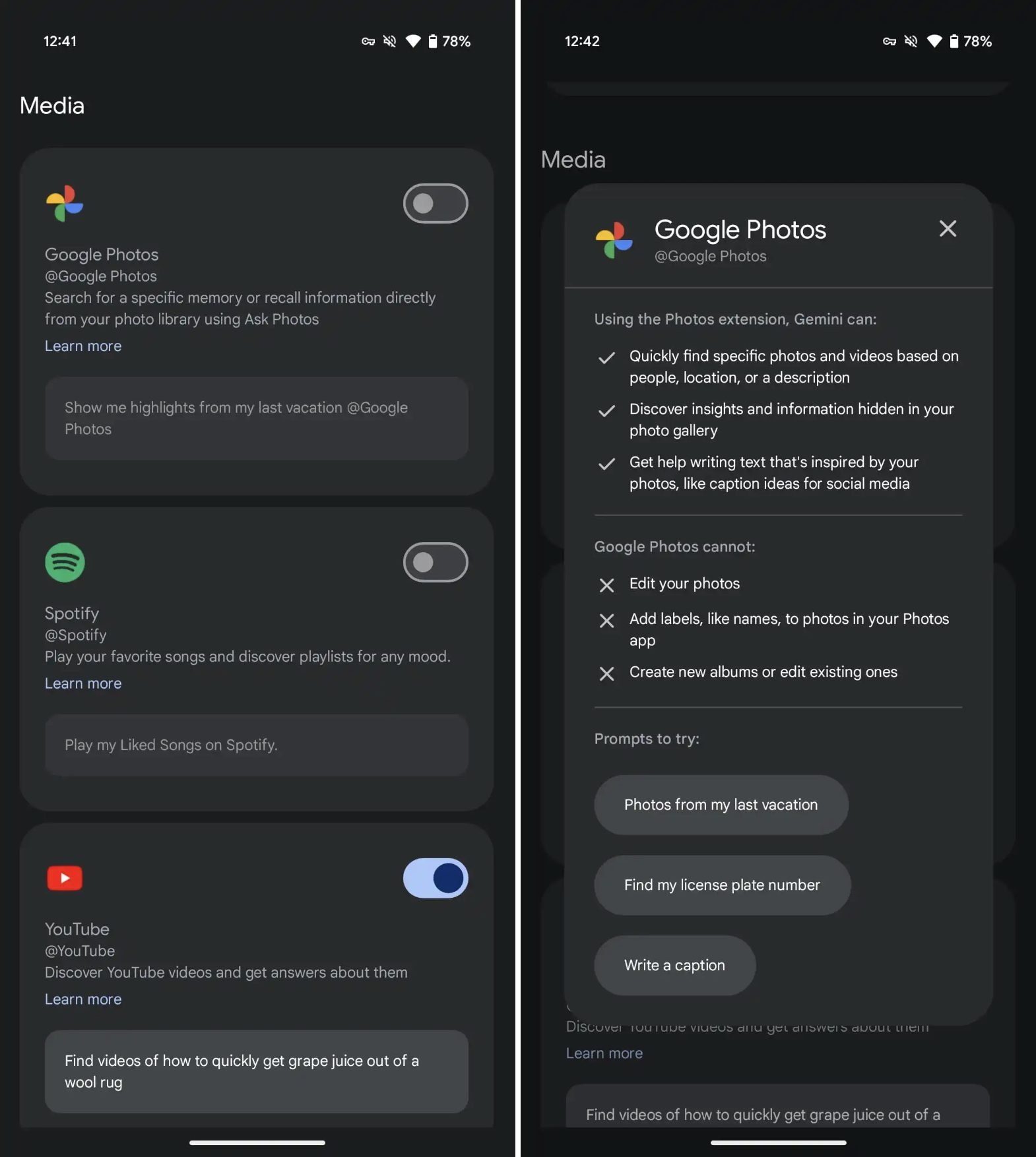 Application Gemini Google Photos