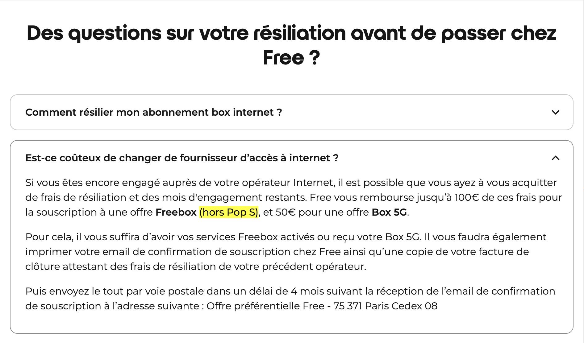Freebox Pop S Frais De Resiliation