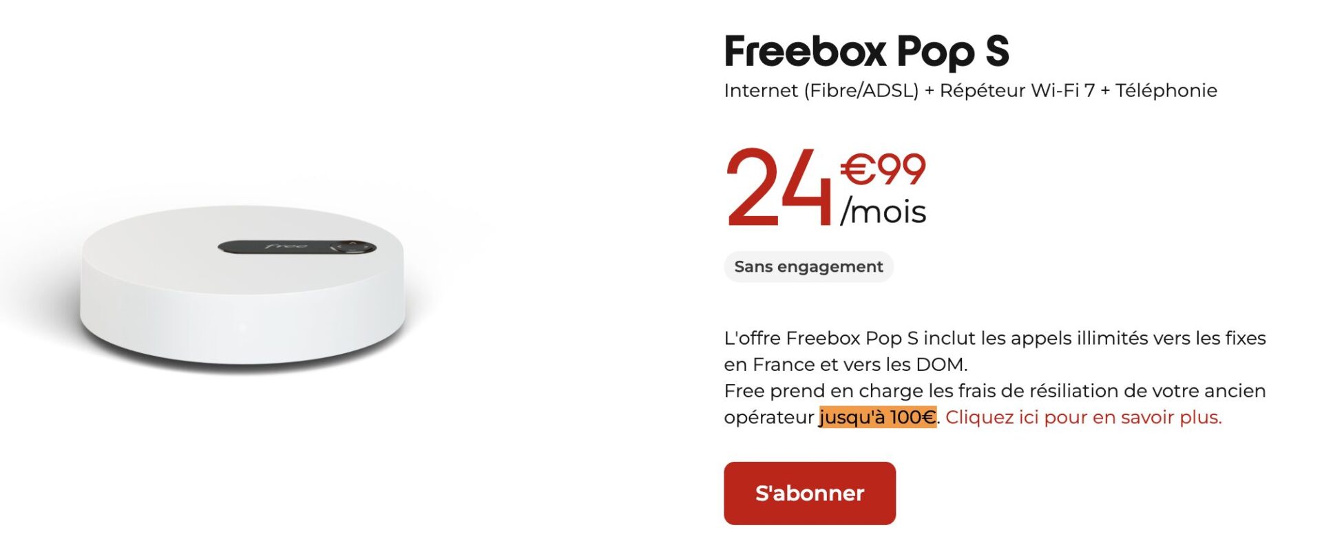 Freebox Pop S Remboursement Frais Resiliation 100 Euros