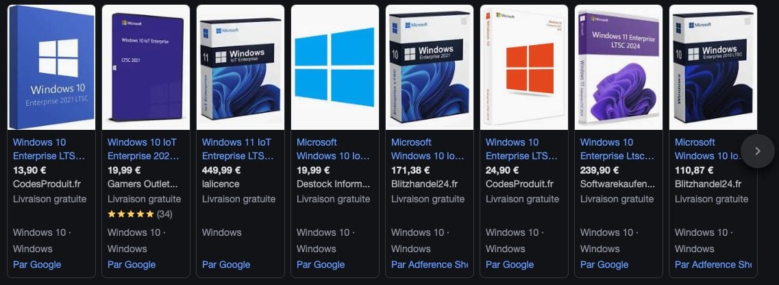 Marché Gris Licences Windows 10