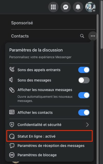 Facebook Messenger Désactiver Statut En Ligne Web 2