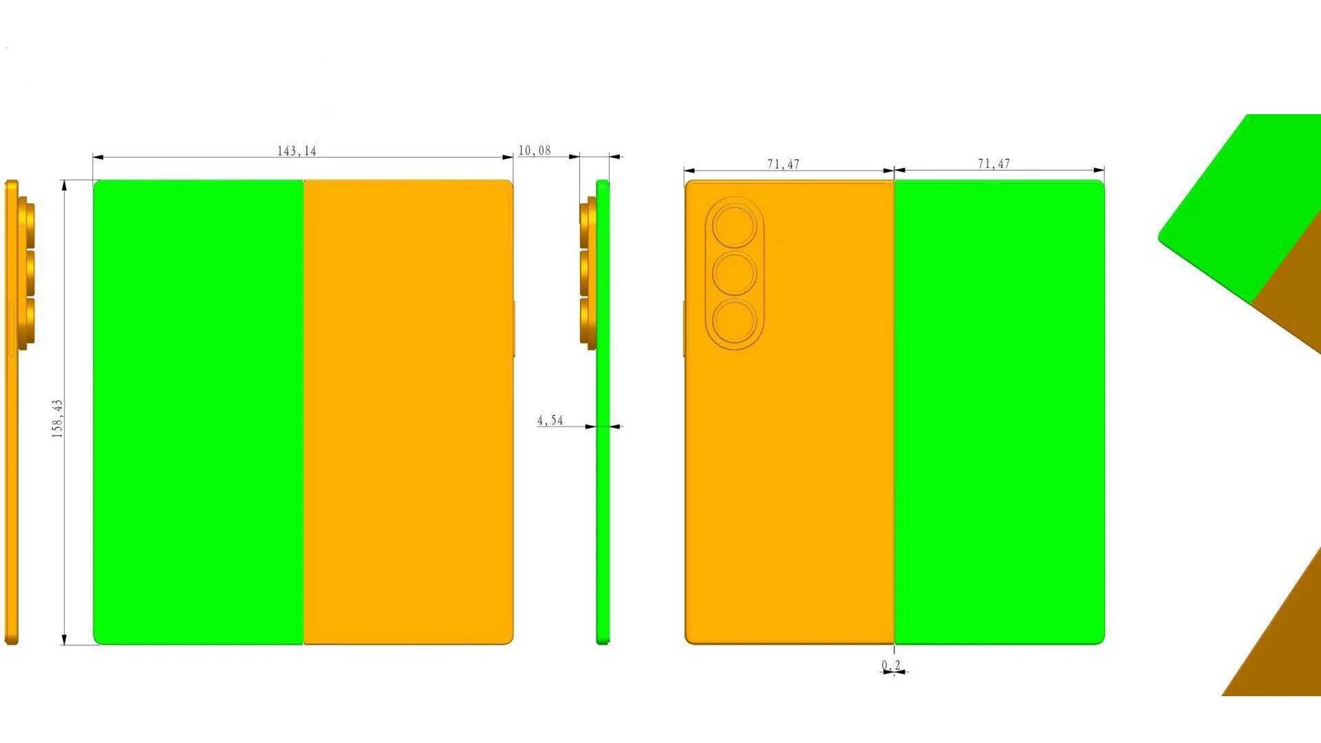 Samsung Galaxy Z Fold 7 Cad Render
