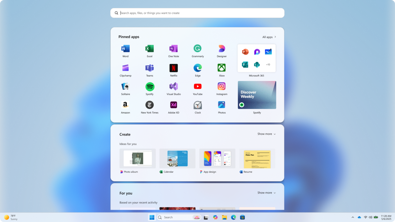 Windows 11 Menu Démarrer Concept 5