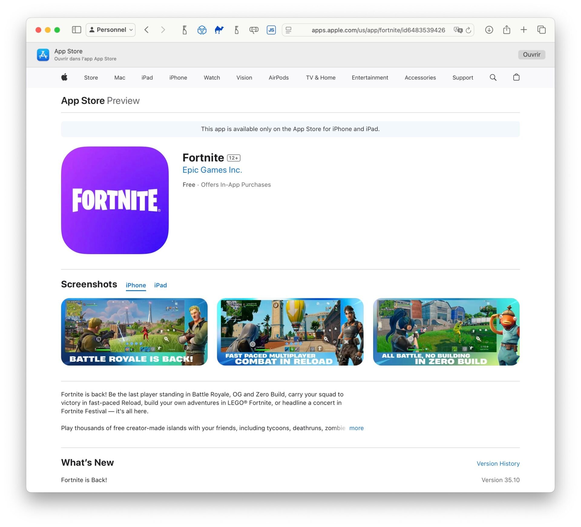 Fortnite App Store Apple