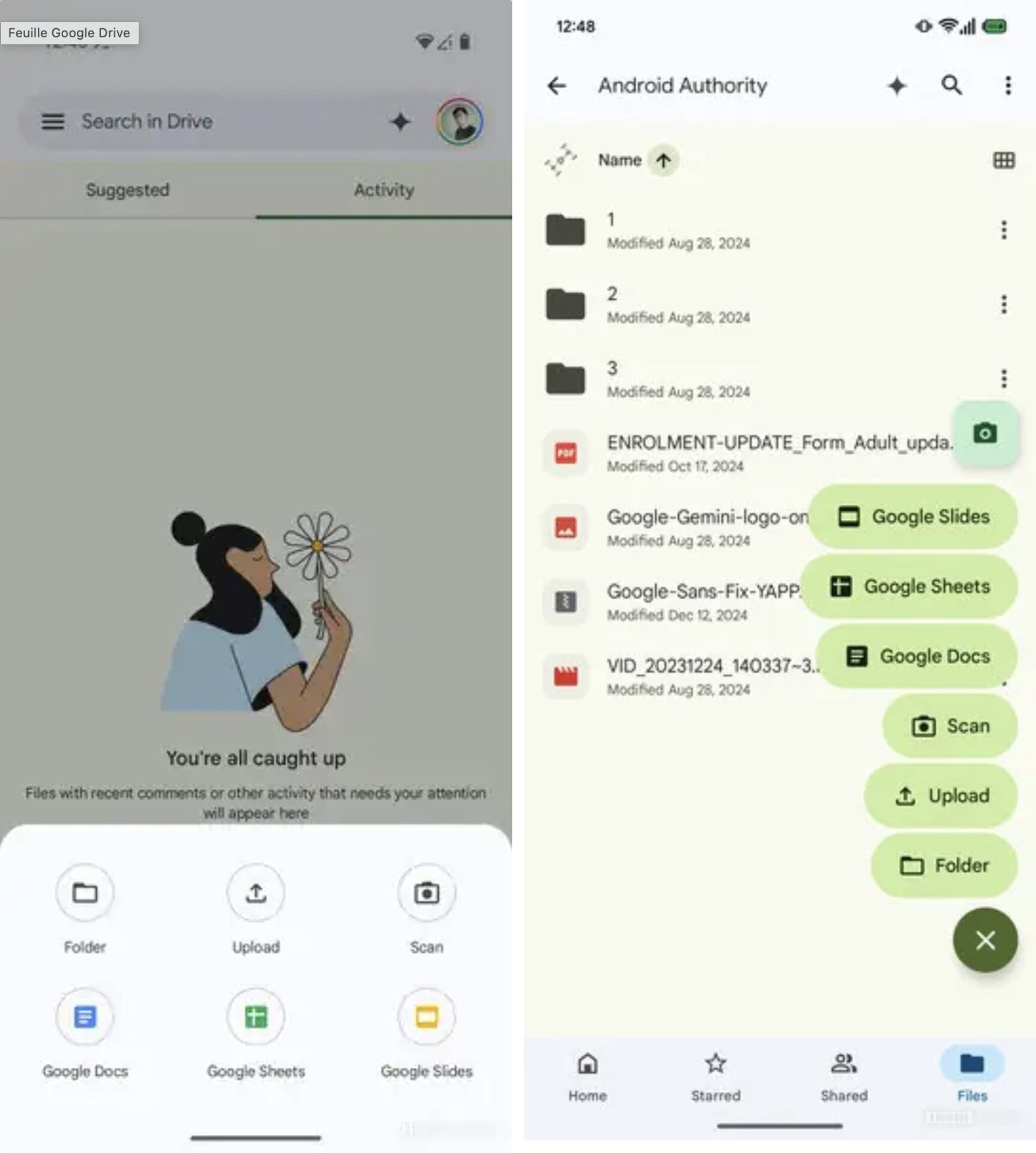 Google Drive Nouveau Bouton Action Flottant