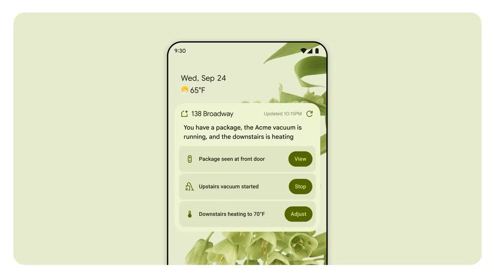 Google Home Nouveau Widget Resumer