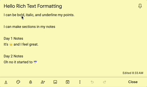 Google Keep Web Outils Mise En Forme