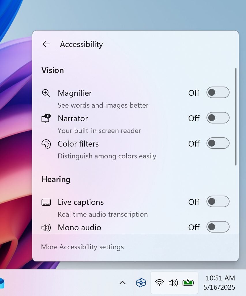Windows 11 Systray Accessibilité