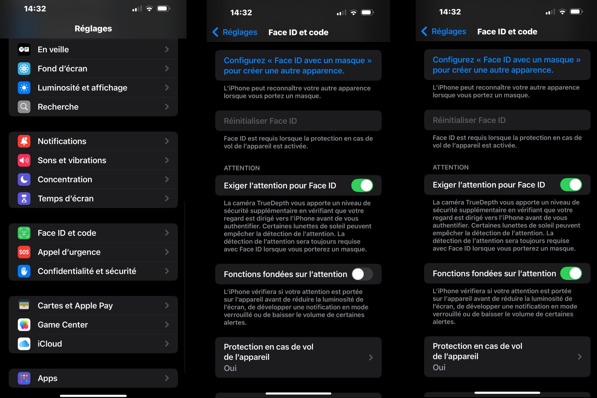 Fonctions Attention iOS iPhone