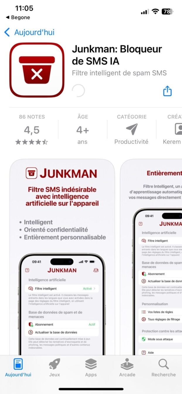 iPhone iOS Bloquer Sms Messages Indésirables Arnaques Junkman 1