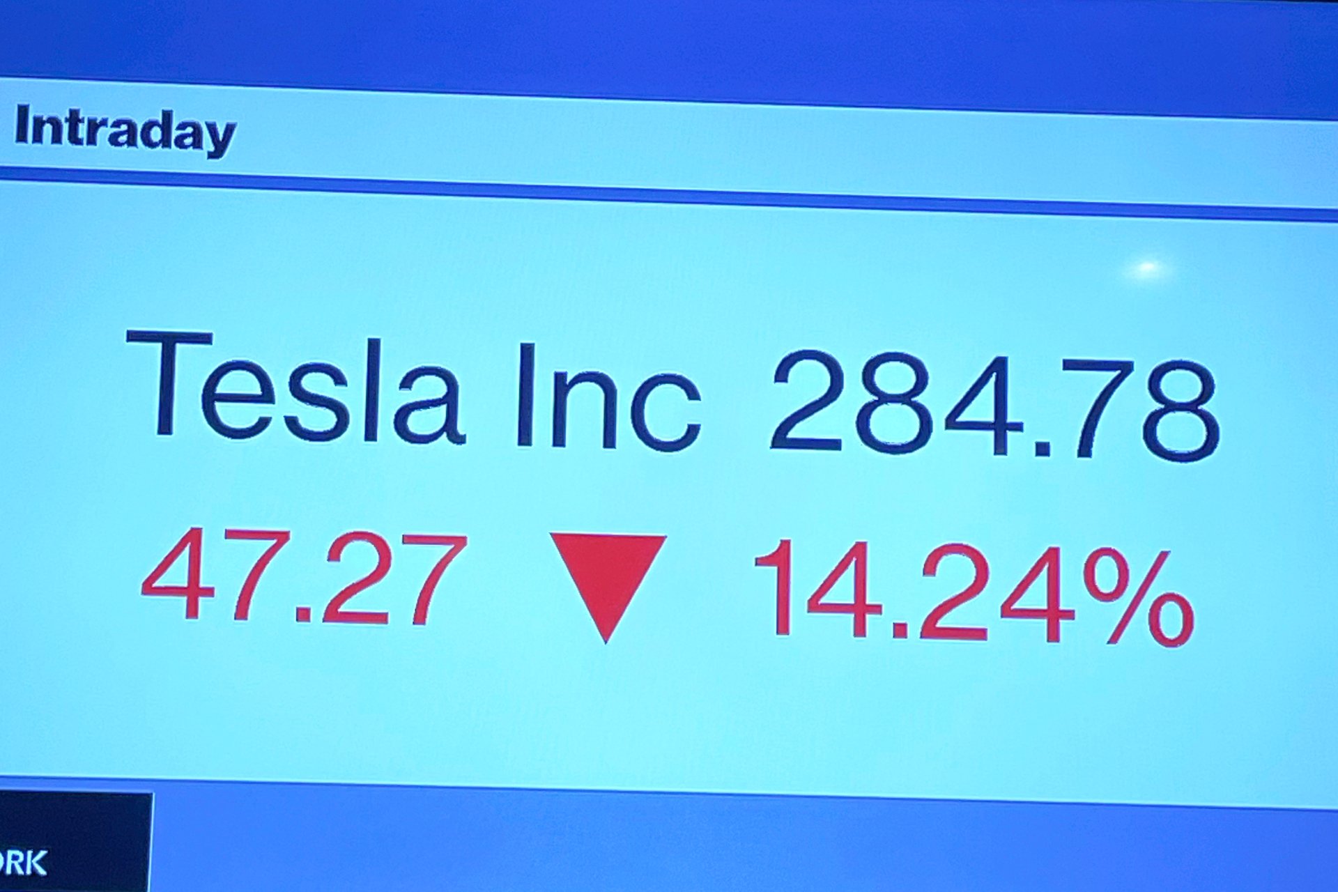 Tesla Action Bourse Chute