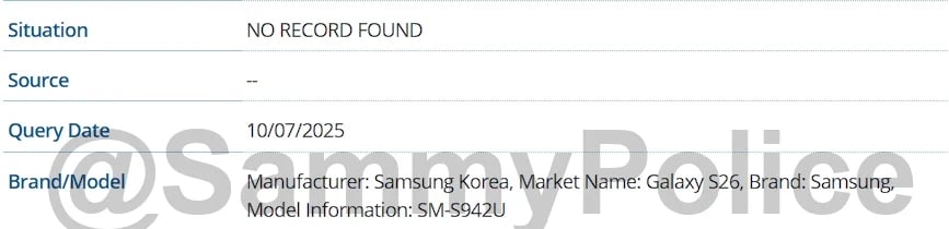 Samsung Galaxy S26 Sm S942u Gsma