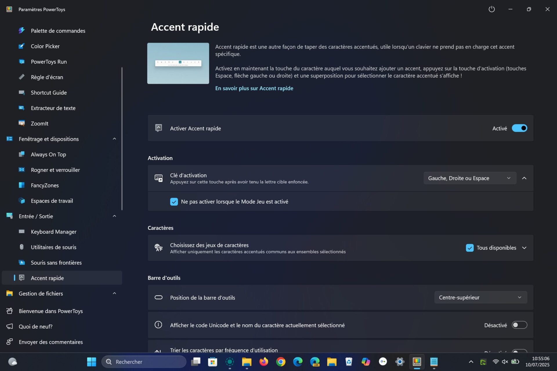 Accent Rapide Microsoft Powertoys