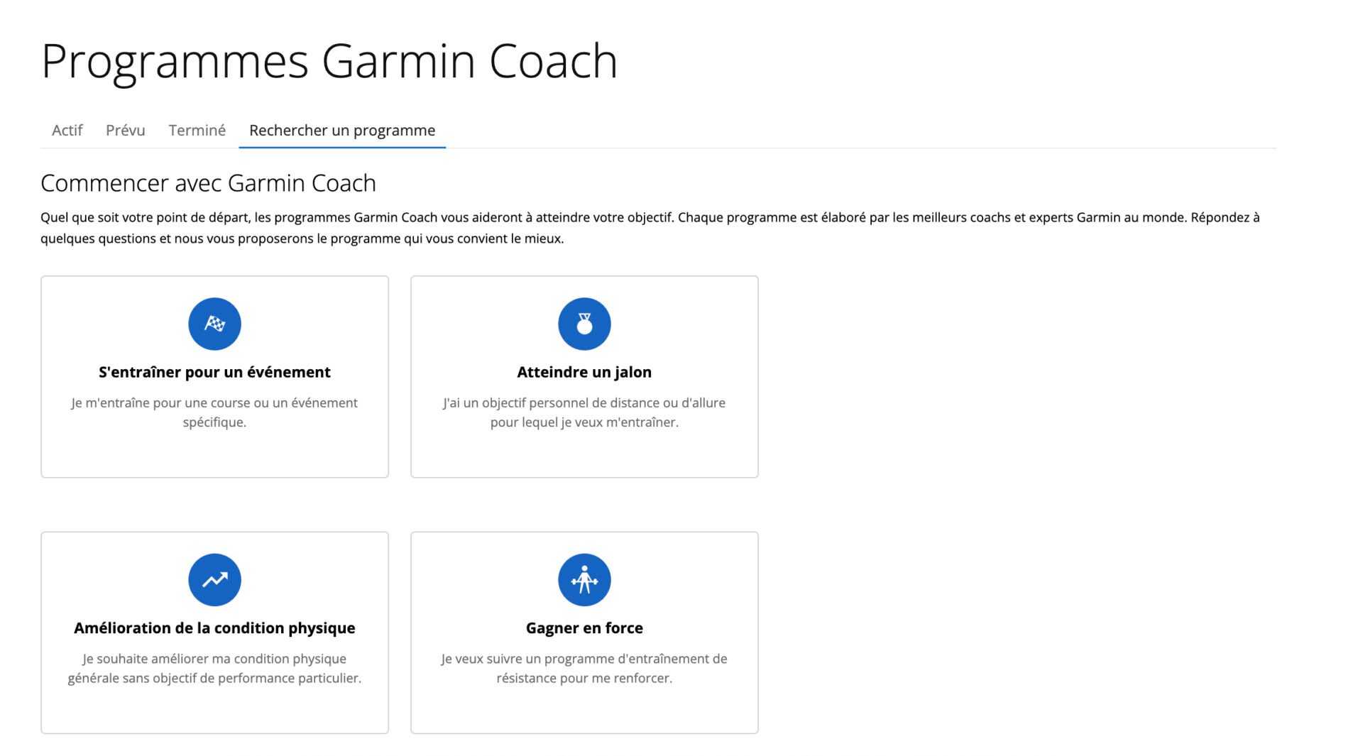 Garmin Connect Objectif Plan Entrainement