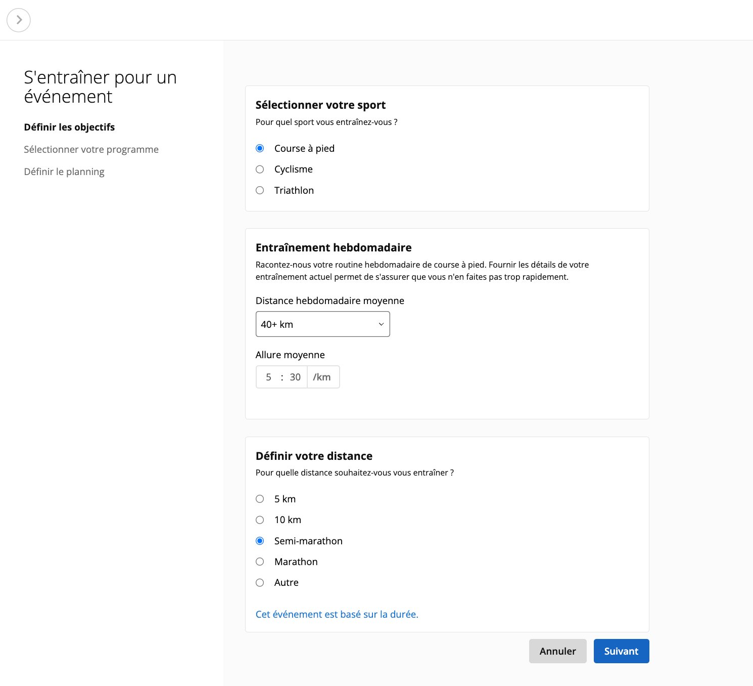 Garmin Connect Plan Entrainement Objectif