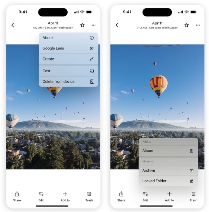 Google Photos iOS Menu Hamburger