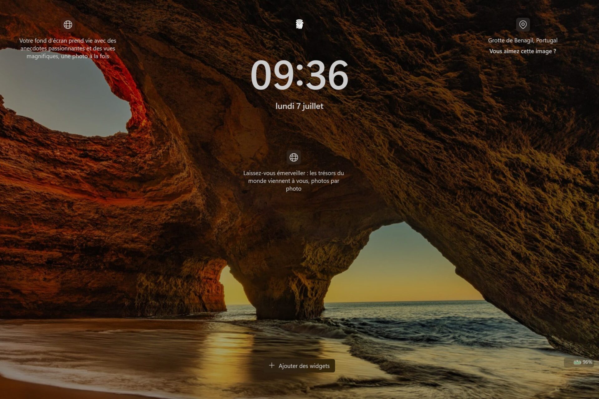 Indicateur Batterie écran Verrouillé Windows 11