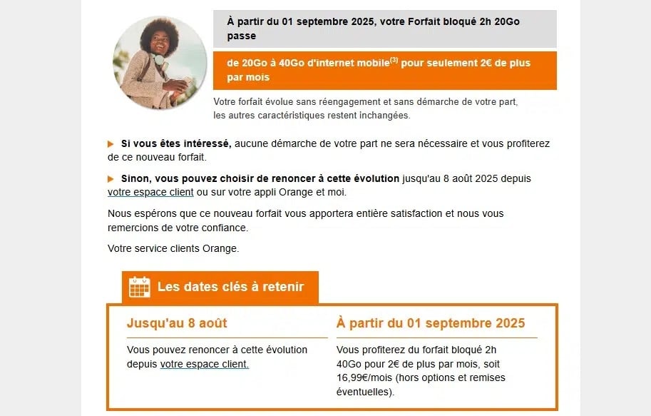 Mail Orange Forfait 20 Go