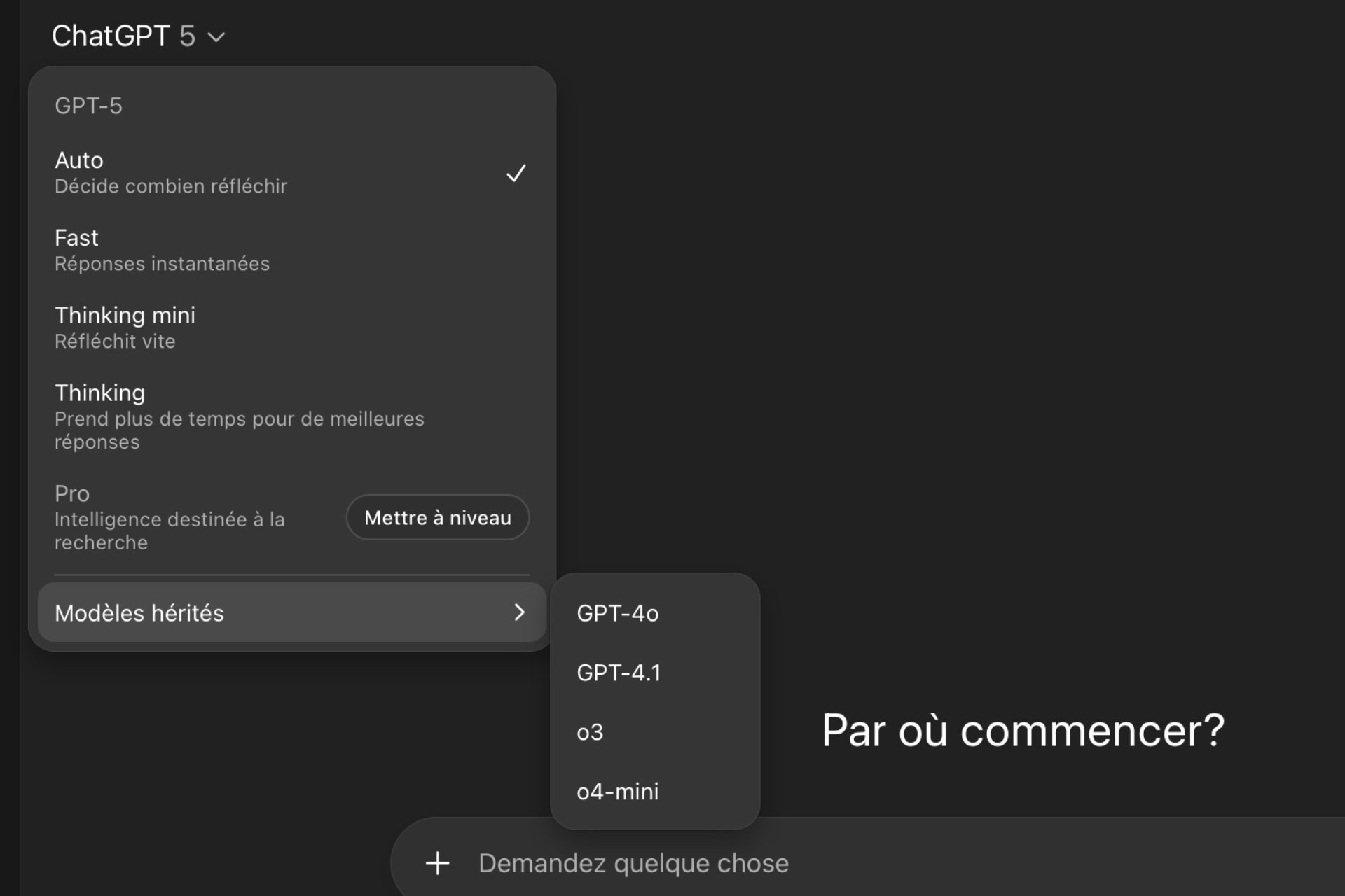 Gpt 5 Menu Déroulant