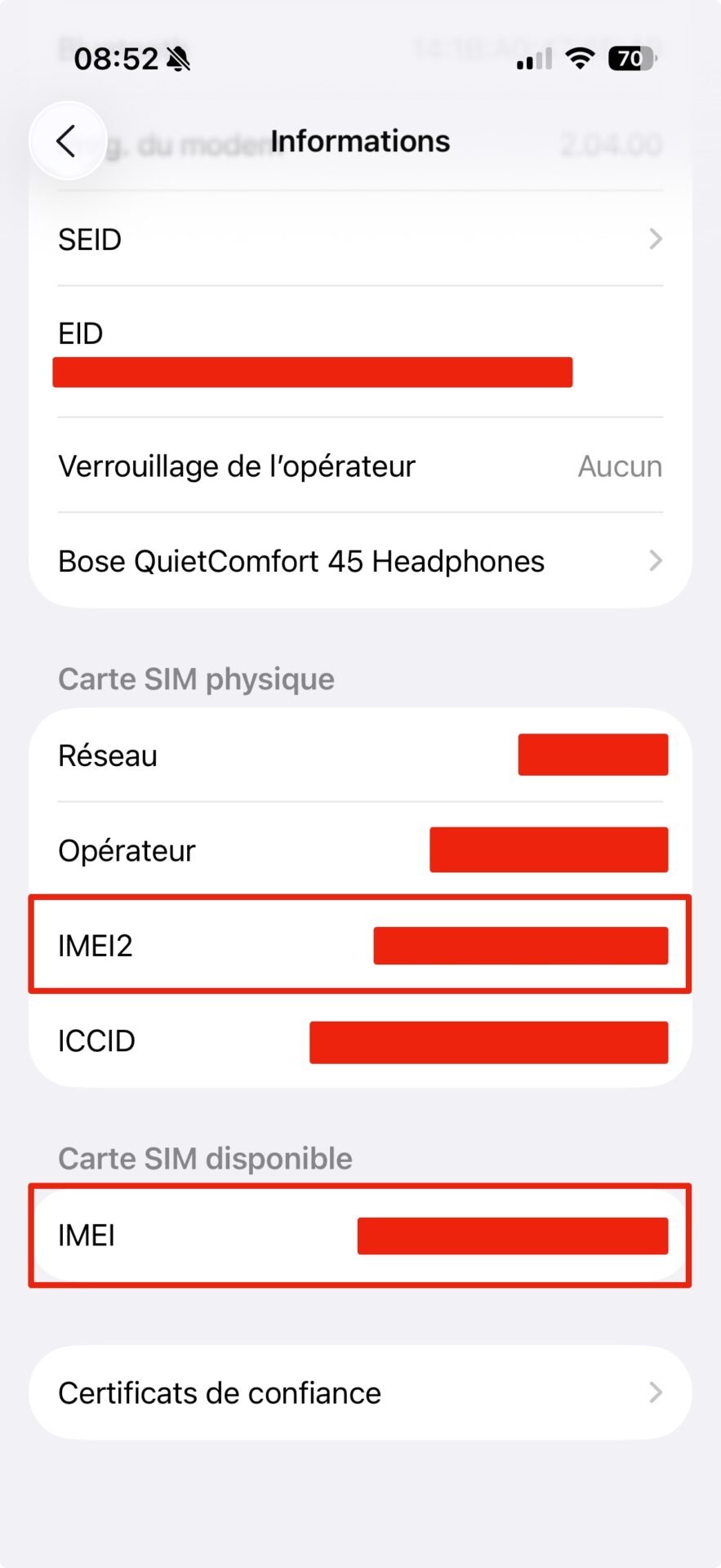 Numero Imei iPhone iOS 26