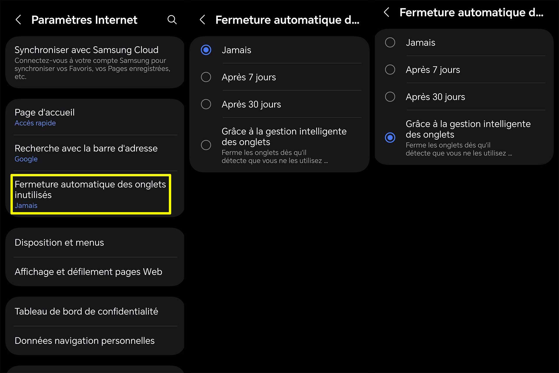 Samsung Internet Beta Fermeture Automatique Onglets Ia