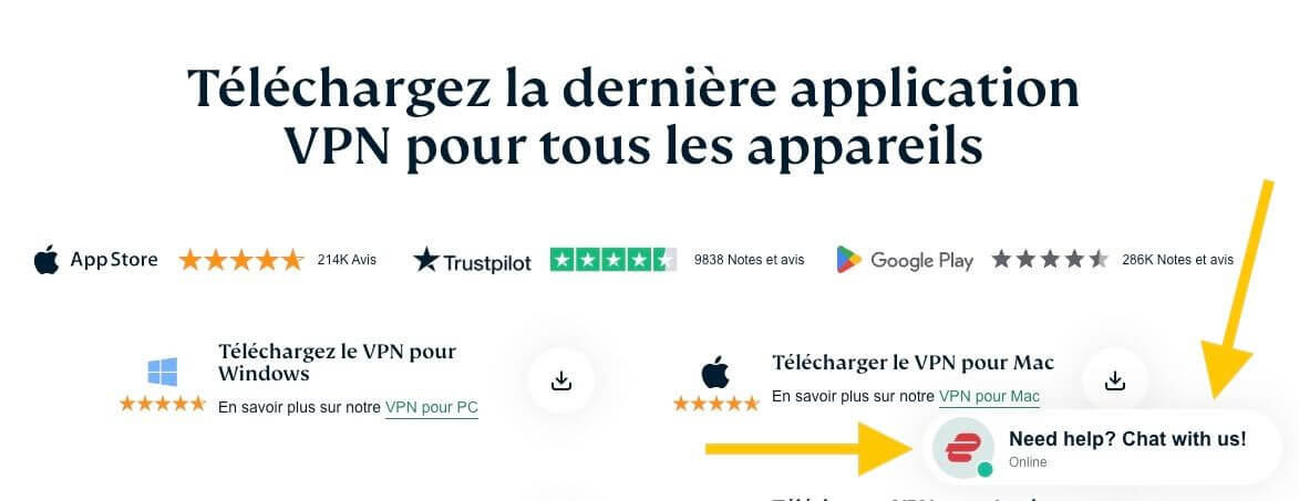 Bouton Assistance Expressvpn