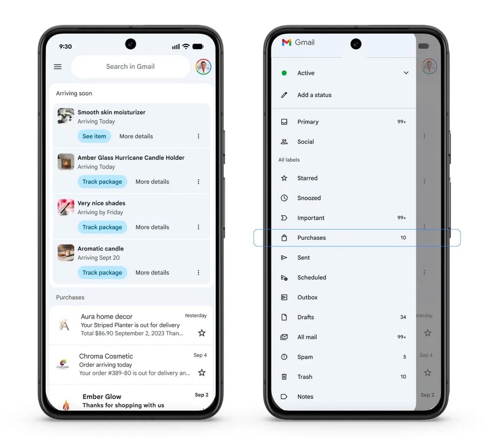 Gmail Catégories Achats Et Suivi De Livraison